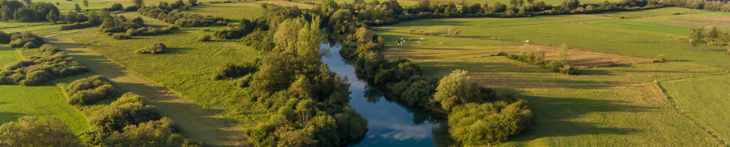 Fluss mit breitem Gewässerrandstreifen