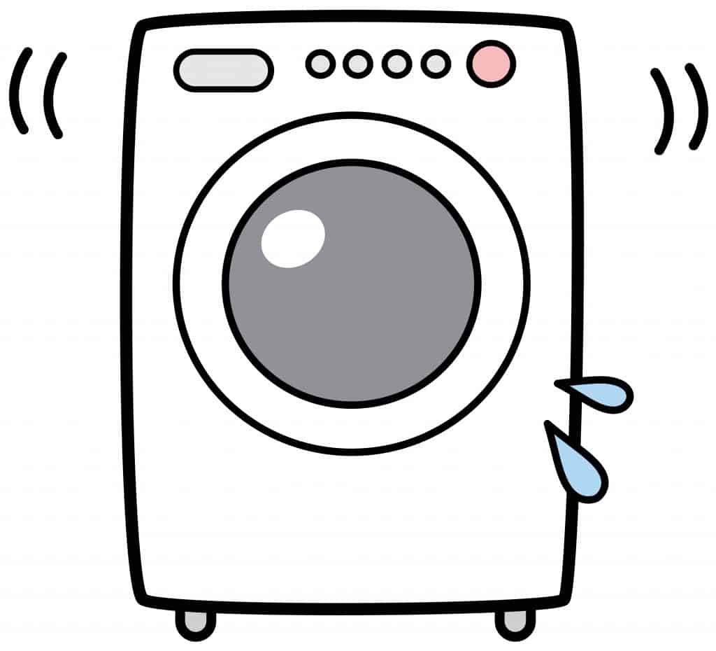 Eine laufende Waschmaschine in comic Grafik