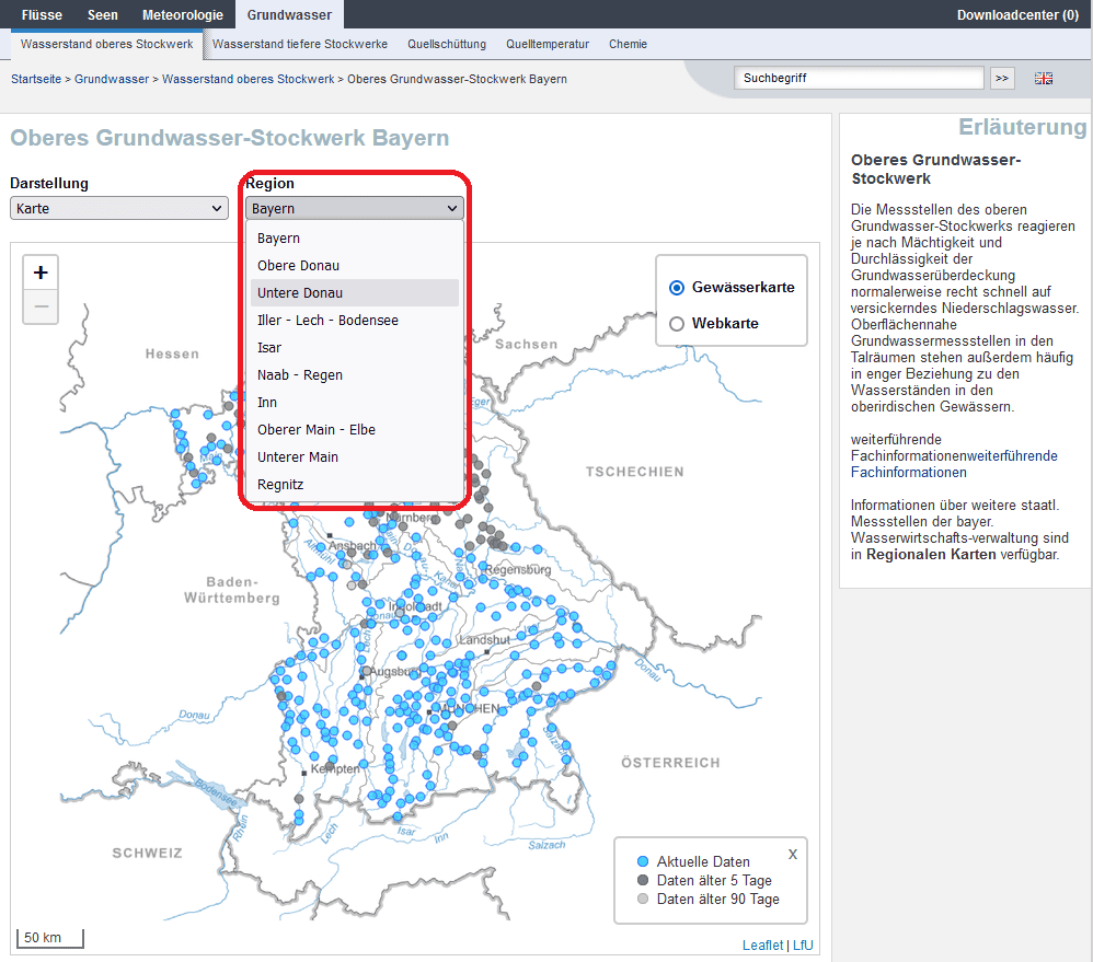 Anleitung für Bayern Grundwasser