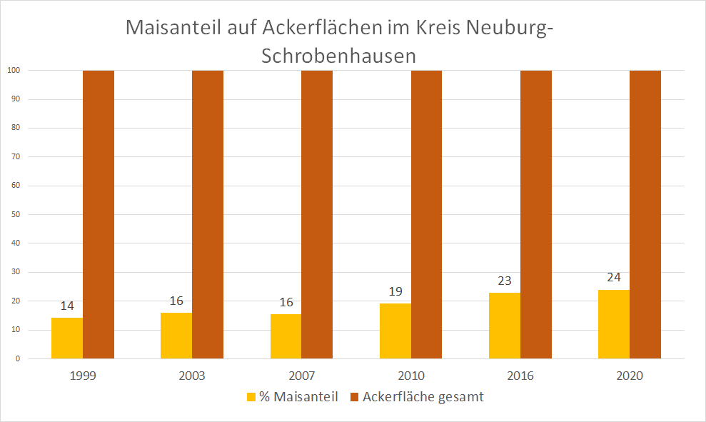 Entwicklung der Maisflächen im Kreis Neuburg-Schrobenhausen