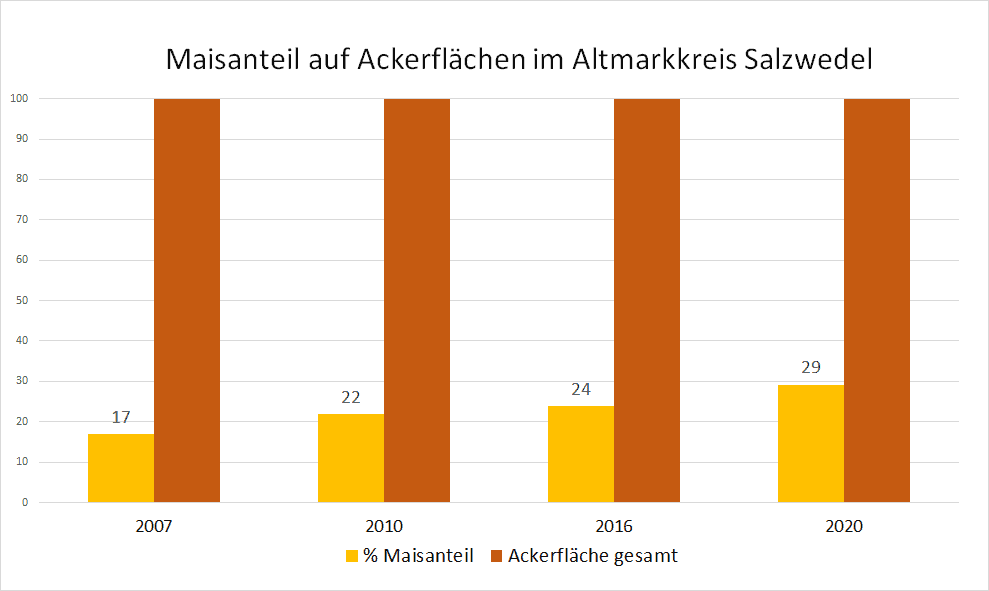 Entwicklung der Maisflächen im Altmarkkreis Salzwedel